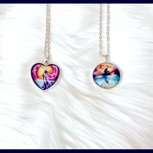 💎💎Mermaid Heart And Round Cabochon Necklace